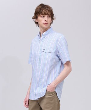  【Aero Weave】クールマックスサッカー ストライプ シャツ / B.D.