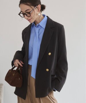  【ANGIE VINTAGE/S/Mサイズ展開 / オケージョン対応 / セレモニー対応】ゴールドボタン テーラードジャケット / 金ボタン ダブル ブレザー