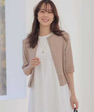  【先行予約】シアーニット5分袖 カーディガン