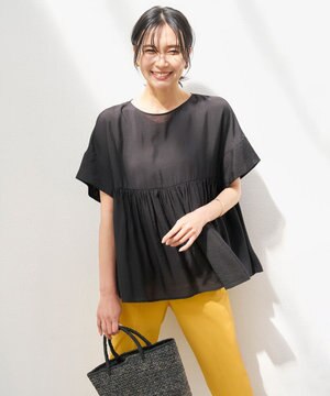 ヴィンテージシアー ギャザーペプラムブラウス