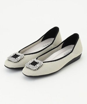 【洗える/撥水】ビジュー付 スクエア パンプス