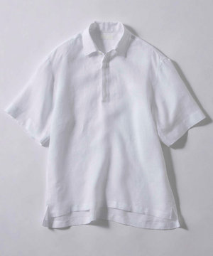 【ユニセックス】LIBECO ハーフボタン 半袖 シャツ