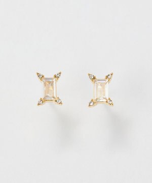  【金属アレルギー対応】クラシックバケットビジューセラミックピアス