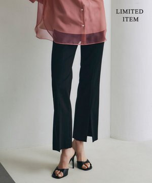  【WEB限定・洗える】キュプラハイパワーストレッチ セミフレアパンツ