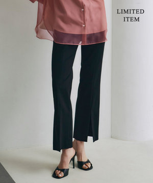 【WEB限定・洗える】キュプラハイパワーストレッチ セミフレアパンツ