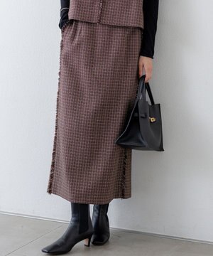  【GLOW10月号掲載/洗える】ツイーディーカラーミックス  Iライン スカート