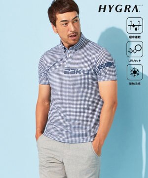  【MEN】【接触冷感・UVケア・吸水速乾】ギンガムチェック柄 ポロシャツ