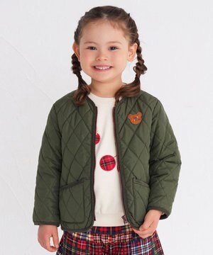  【80-120cm】 抗菌・抗ウイルス ノーカラー キルティングジャンパー