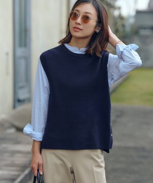  【洗える】コンパクトコットンポリエステル ニットベスト