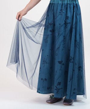  【植物の影絵プリント】チュールレイヤースカート