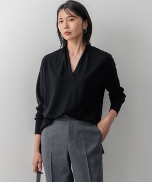  【洗える】ウールテンジク Vネック ニット