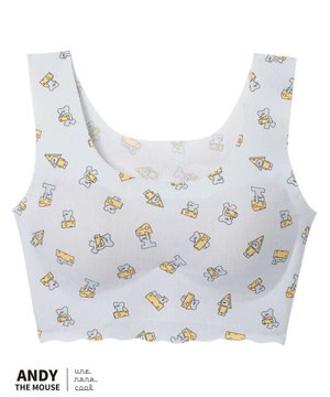  MADE WITH ねずみのANDY【綿混】フラット仕上げノンワイヤーブラジャー