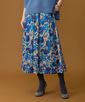  【SHIHOさん着用】アートタッチフラワープリント スカート