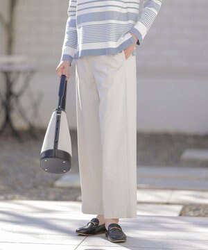  【セットアップ対応・洗える】セルロースリネンストレッチ ワイド パンツ