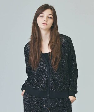  スパンコールニットカーディガン