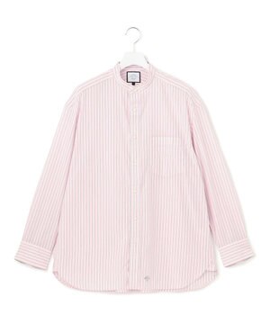 【UNISEX】タイプライターストライプ バンドカラーシャツ