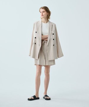 【UVケア・接触冷感】【uncrave WHITE】リネントロ ストライプ ショートパンツ