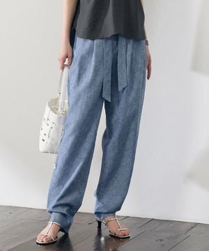  コットンリネンシャンブレーテーパード パンツ