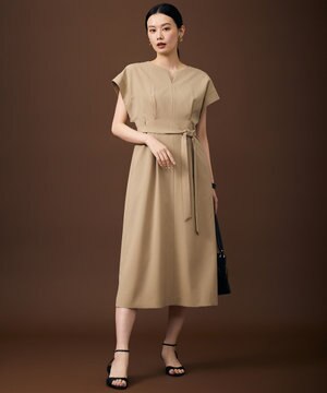  【ベルト付き】ウーステッドライク ワンピース