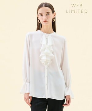  【WEB限定・洗える】CLARION / バンドカラーフリルブラウス