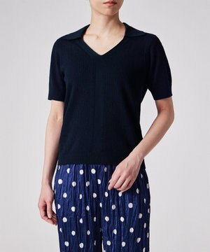  【洗える】アイレット スキッパー ニット