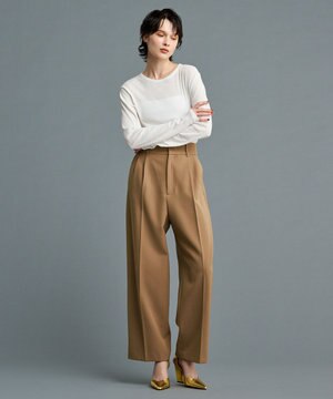 【防しわ・UVカット・洗濯機洗い可】バルキーツイル ワイドパンツ(サスペンダー付き)（uncrave STANDARD）