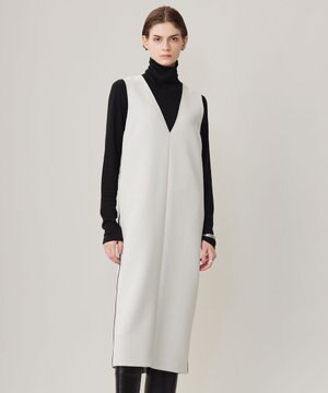  【洗える】 ダブルフェイスクレープ ジャンパースカート