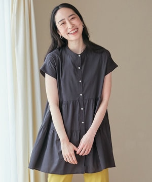 【洗濯機可能】シルキーソフトティアードブラウス