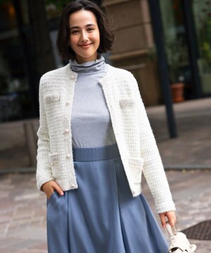 【WEB限定】スノーネップツイード ニットジャケット