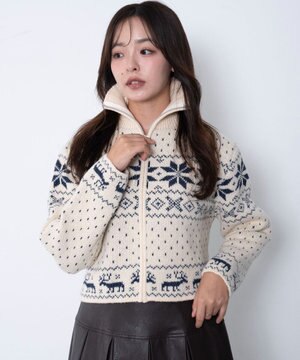  ユキガラダブルジップカーデ