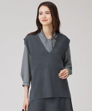  【セットアップ対応・洗える】ウールミラノニット ベスト