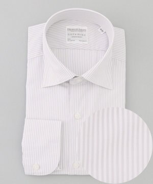  【形態安定】PREMIUMPLEATS_セミワイドカラー 通年ドレスシャツ（カラー ストライプ）
