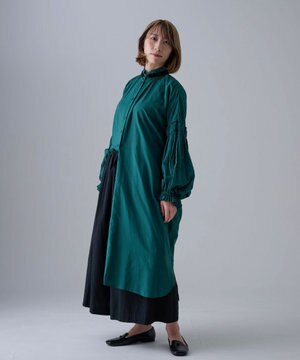  〈コットン100%強撚糸〉〈2WAY〉〈遠州織物の工場で織られた上質な生地〉〈シースルー〉〈ドライタッチ〉コットンドビーギャザー 羽織り＆ワンピースドレス