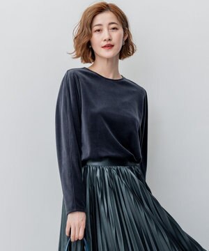  【洗える】ベロア ジャージー カットソー