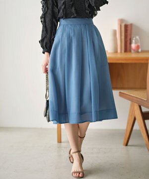 【洗える・シワになりにくい】カラーボイル シアーフレアスカート