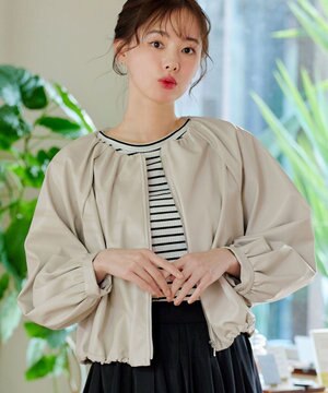  【洗える】ソフトフェイクレザージップブルゾン