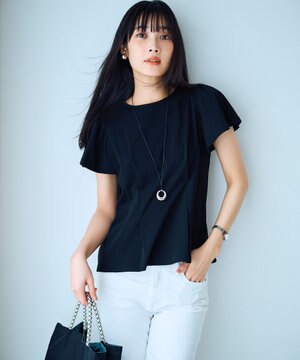  【接触冷感】美人 フリルスリーブ カットソー