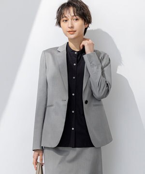  【セットアップ対応/洗える】ストレッチシャンブレー テーラードジャケット