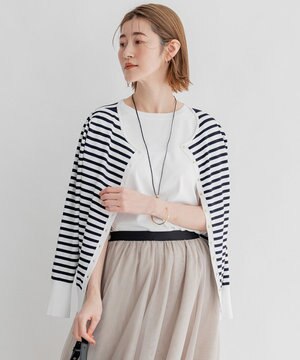  【前後着用可能】レーヨンポリエステルストレッチ カーディガン