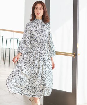  【先行予約・前後着用可】プティフラワープリントボウタイ ワンピース