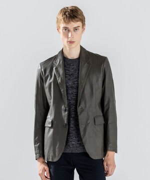  新素材【シャツ感覚で羽織れる軽さ】シュリンクエアレザー　ジャケット