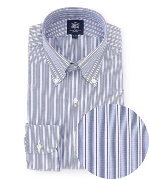  【PREMIUM PLEATS / 形態安定】イングリッシュストライプ ドレスシャツ / B.D.