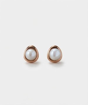  〈金属アレルギー対応〉ニュアンスメタルドロップパールピアス/シャンパンゴールド　淡水パール/天然パール