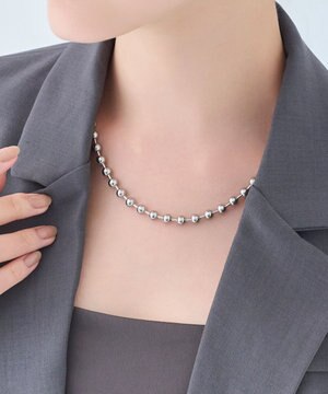  【金属アレルギー対応】ドットラインネックレス　シルバー/ステンレス