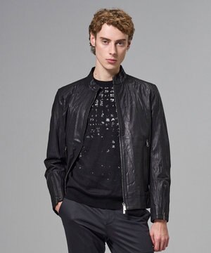  【洗い加工】シュリンクエアレザー 　シングルライダースジャケット