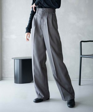 【手洗い可】ハイウエストセンタープレスワイドパンツ