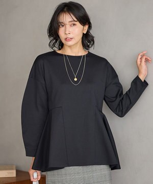  ジョーゼット裏起毛ペプラムプルオーバー