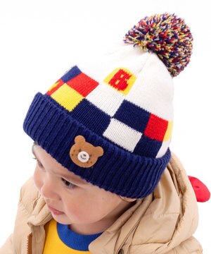  【46-56cm】 カラフルブロック フード