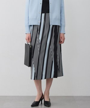  ランダムストライププリント ストレートスカート