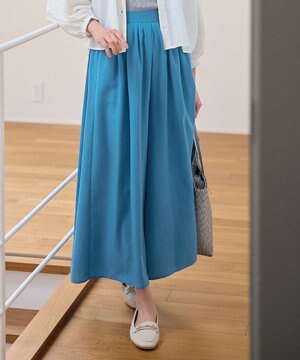 【ウエストゴム】スパンボイル撥水スカートパンツ